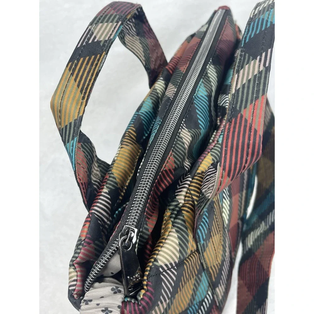 Lug Dary Mini Crossbody Bag Quilted Plaid Multi Pocket Top Handles Zip Purse